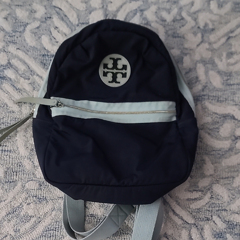 Tory Burch Nylon Navy and Light Blue Backpack